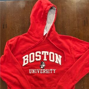 Boston University Champion Red and White  Hoodie, Men’s medium